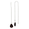 Sterling Silver Polished Dark Olivine Crystal Teardrop Threader Earrings, 76 x 9 mm