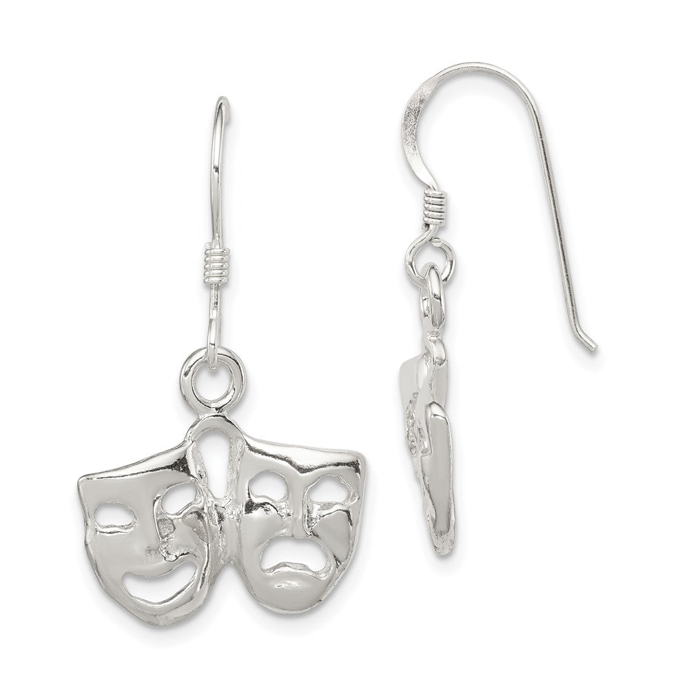 Sterling Silver Comedy/Tragedy Earrings, 26 x 17 mm