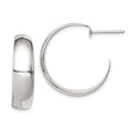 Sterling Silver Rhodium-plated Fancy J-Hoop Post Earrings, 23 x 23 mm