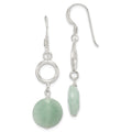 Sterling Silver Polished Amazonite Circle Dangle Earrings, 44 x 13 mm