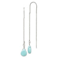 Sterling Silver Polished Blue Agate Teardrop Threader Earrings, 71 x 9 mm