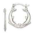 Sterling Silver Rhodium-plated Polished Dolphins Round Hoop Earrings, 25 x 21 mm