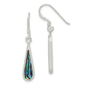 Sterling Silver Polished Abalone Teardrop Dangle Earrings, 35 x 6 mm