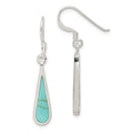 Sterling Silver Polished Turquoise Teardrop Dangle Earrings, 34 x 6 mm