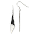 Sterling Silver Polished Onyx & Mother of Pearl Dangle Earrings, 46 x 6 mm