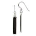 Sterling Silver Polished Onyx Bar Dangle Earrings, 40 x 4 mm