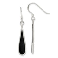 Sterling Silver Polished Onyx Teardrop Dangle Earrings, 41 x 6 mm