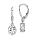 Sterling Silver Rhodium-plated Polished Round 7mm CZ Leverback Earrings, 27 x 7 mm