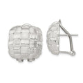 Sterling Silver Rhod-pltd Polished Woven Square Omega Back Earrings, 19 x 18 mm