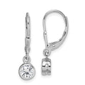 Sterling Silver Rhodium-plated Polished Round 5mm CZ Leverback Earrings, 25 x 5 mm