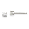 Sterling Silver 3mm Round Basket Set CZ Stud Earrings, 3 x 3 mm
