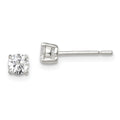 Sterling Silver 4mm Round Basket Set CZ Stud Earrings, 4 x 4 mm
