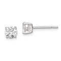 Sterling Silver 5mm Round Basket Set CZ Stud Earrings, 5 x 5 mm