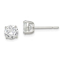 Sterling Silver 6mm Round Basket Set CZ Stud Earrings, 6 x 6 mm