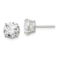 Sterling Silver 8mm Round Basket Set CZ Stud Earrings, 8 x 8 mm
