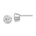 Sterling Silver Polished 6mm Round CZ Bezel Set Stud Earrings, 6 x 6 mm
