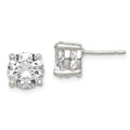 Sterling Silver Polished 8mm Round CZ Stud Earrings, 9 x 8 mm