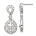 Sterling Silver CZ Antique Style Earrings, 32 x 14 mm