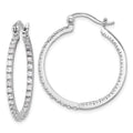 Sterling Silver Rhodium-plated CZ IN/OUT Hoop Earrings, 33 x 28 mm