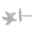 Sterling Silver Rhodium-plated CZ Starfish Earrings, 14 x 15 mm