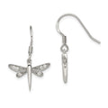 Sterling Silver Rhodium-plated Polished CZ Dragonfly Earrings, 31 x 18 mm