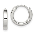 Sterling Silver Round Hinged Hoop Earrings, 13 x 3 mm