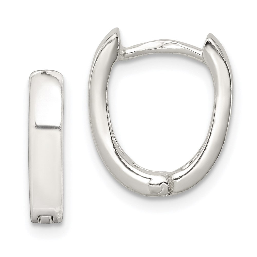 Sterling Silver Oval Hinged Hoop Earrings, 12 x 11 mm