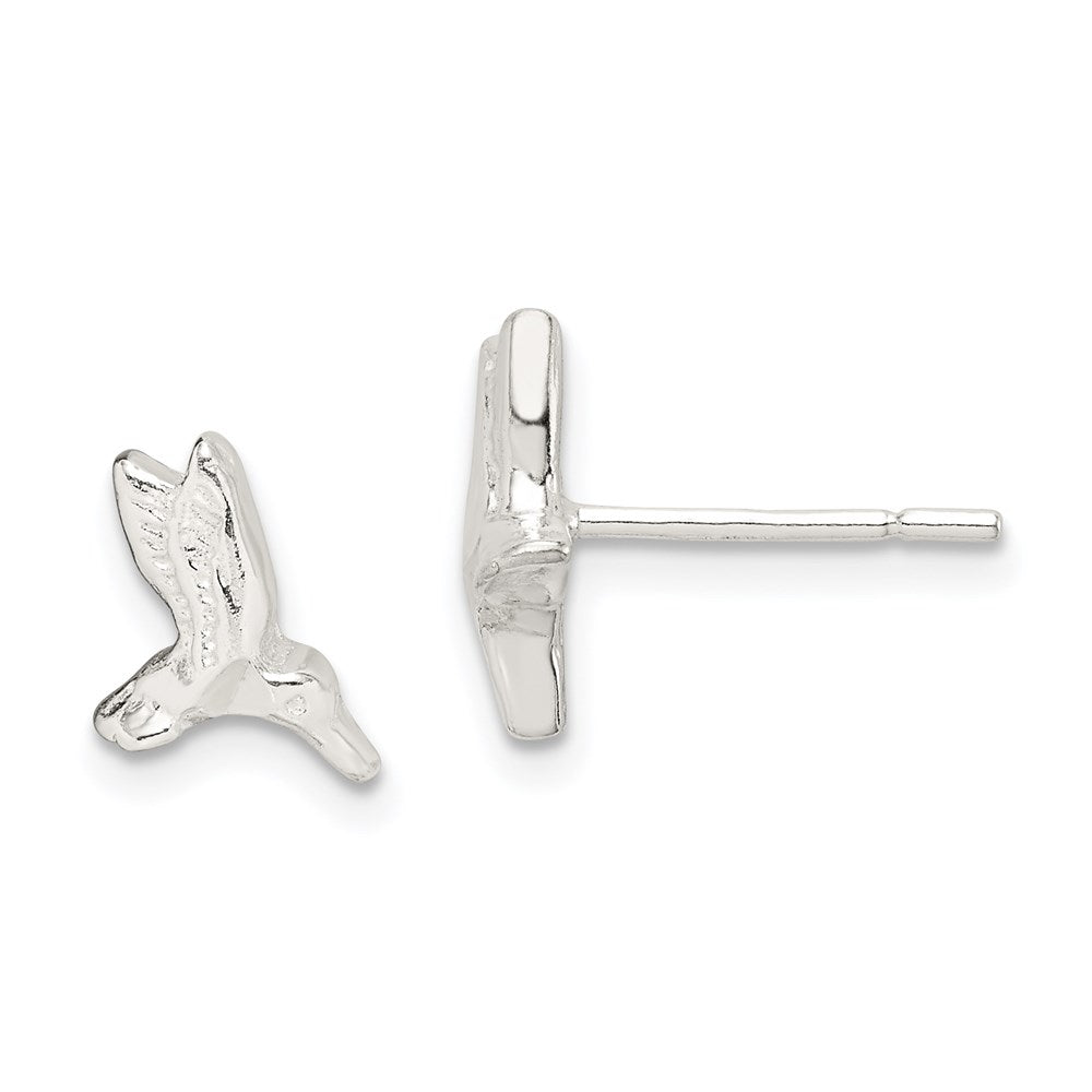 Sterling Silver Hummingbird Post Earrings, 10 x 11 mm