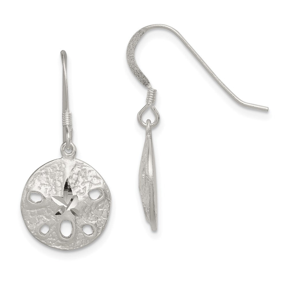 Sterling Silver Sand Dollar Earrings, 29 x 13 mm