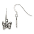Sterling Silver Antiqued Butterfly Earrings, 14 x 11 mm