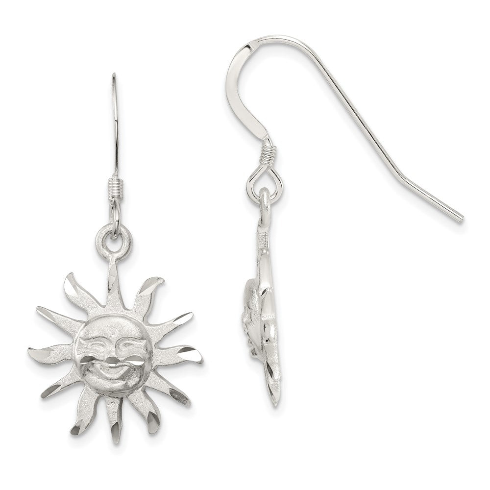Sterling Silver Smiling Sunshine Earrings, 35 x 18 mm