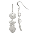 Sterling Silver Sand Dollar, Starfish and Shell Earrings, 58 x 15 mm