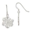 Sterling Silver Satin Snowflake Earrings, 40 x 14 mm