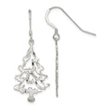 Sterling Silver Christmas Tree Earrings, 45 x 18 mm