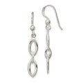 Sterling Silver Polished Fancy Marquise Link Dangle Earrings, 39 x 6 mm