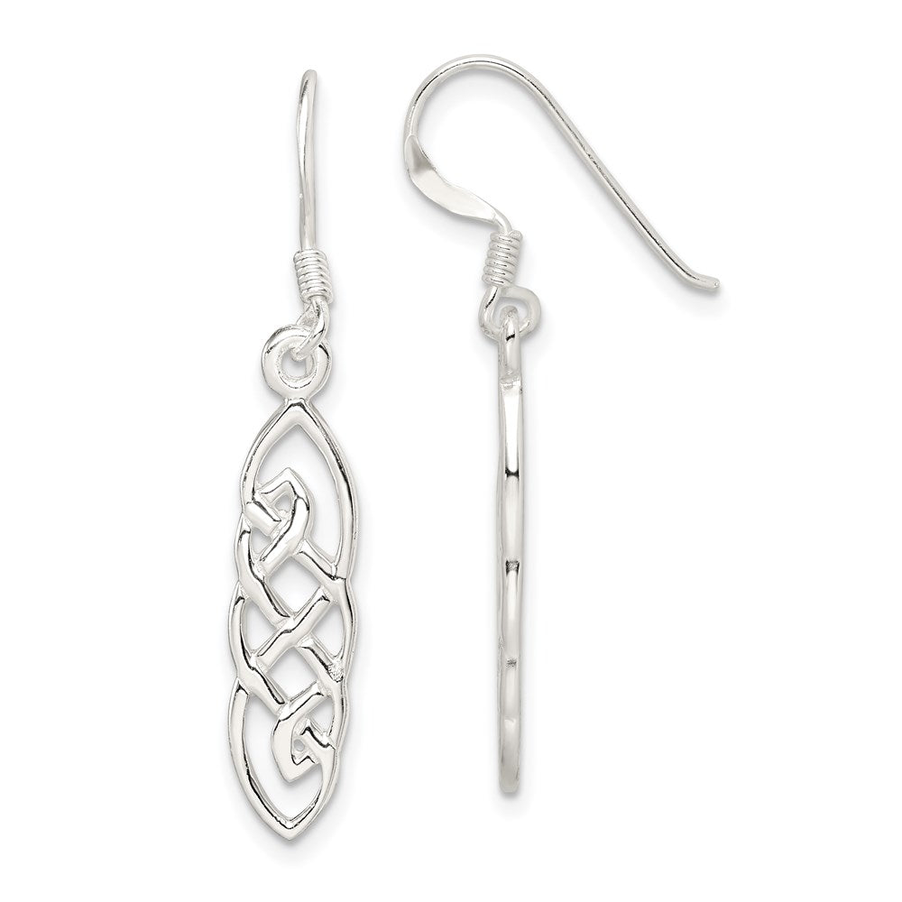 Sterling Silver Celtic Design Dangle Earrings, 36 x 7 mm