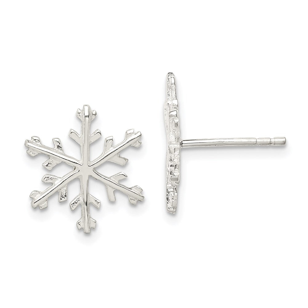 Sterling Silver Snowflake Post Earrings, 15 x 15 mm
