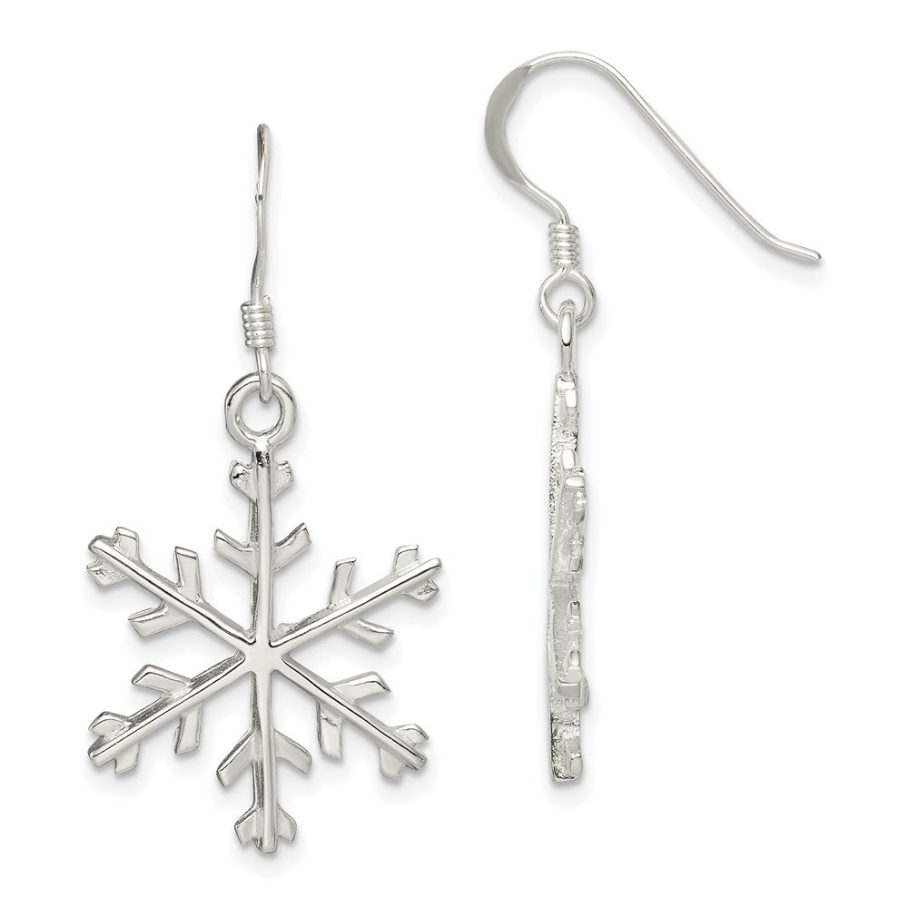 Sterling Silver Snowflake Dangle Earrings, 39 x 20 mm