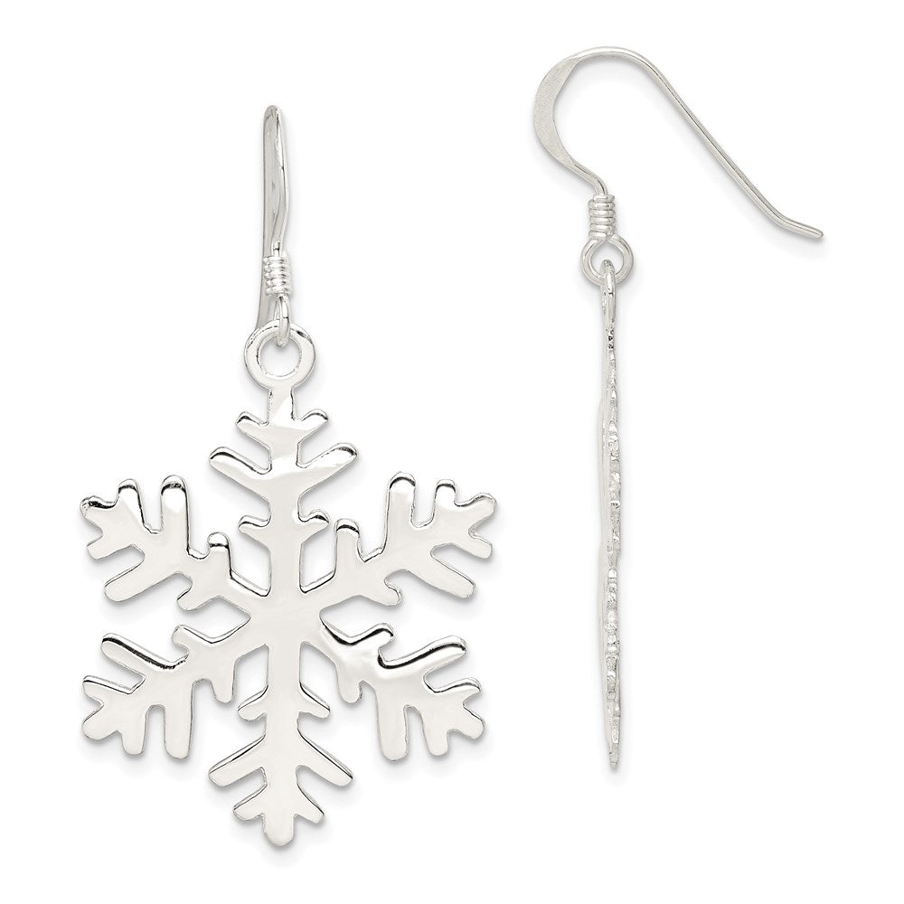 Sterling Silver Snowflake Dangle Earrings, 45 x 25 mm