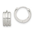 Sterling Silver Striped Hinged Hoop Earrings, 10 x 6 mm