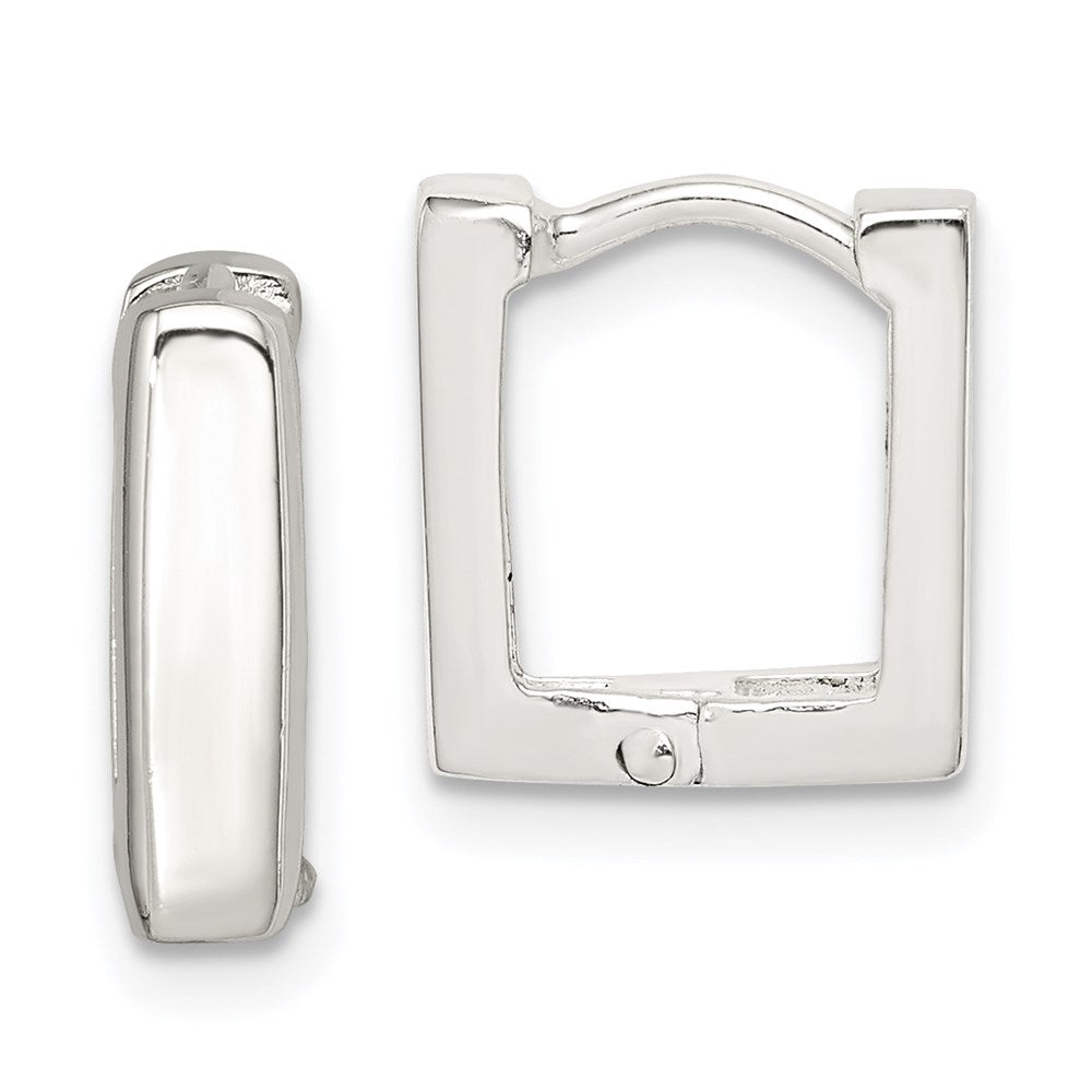 Sterling Silver Square Hinged Hoop Earrings, 12 x 3 mm