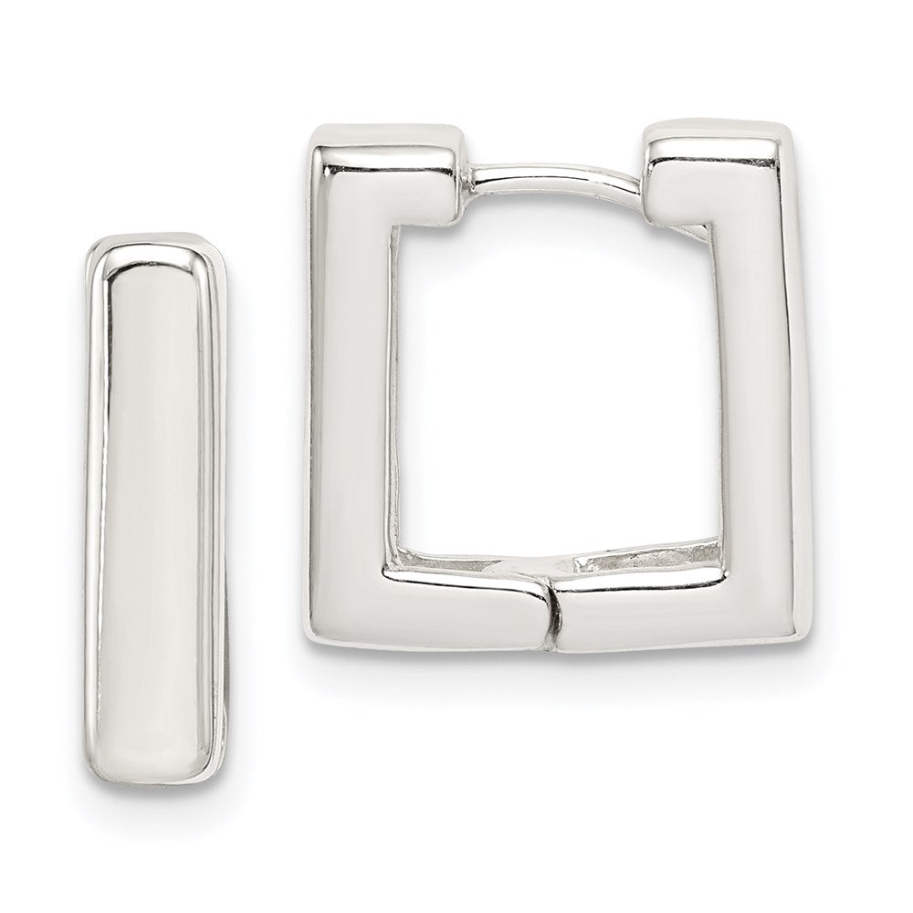 Sterling Silver Square Hinged Hoop Earrings, 14 x 4 mm
