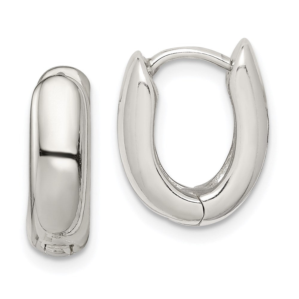 Sterling Silver Oval Hinged Hoop Earrings, 14 x 5 mm