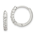 Sterling Silver CZ Hinged Hoop Earrings, 13 x 15.5 mm