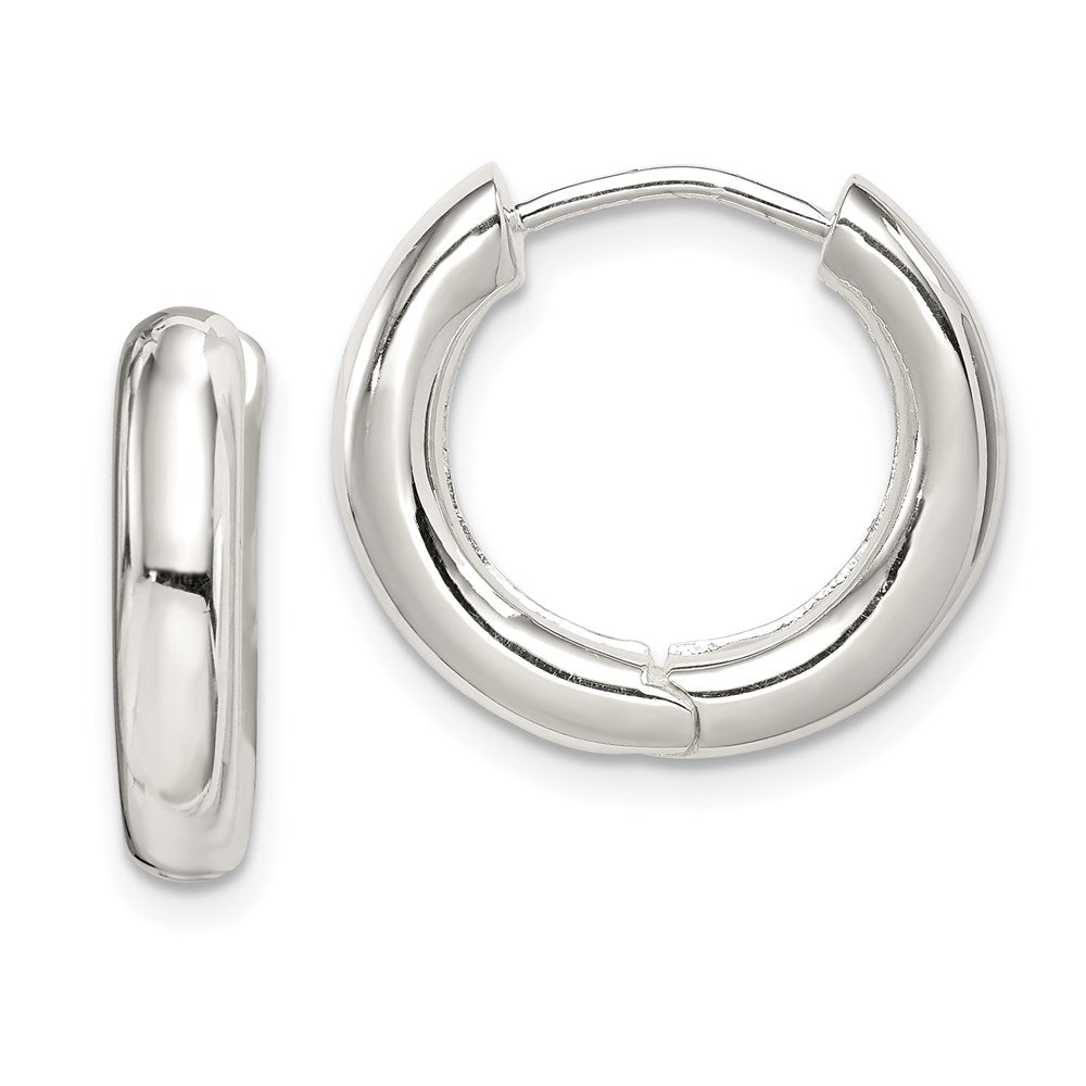 Sterling Silver Polished Hinged Hoop Earrings, 17 x 4 mm