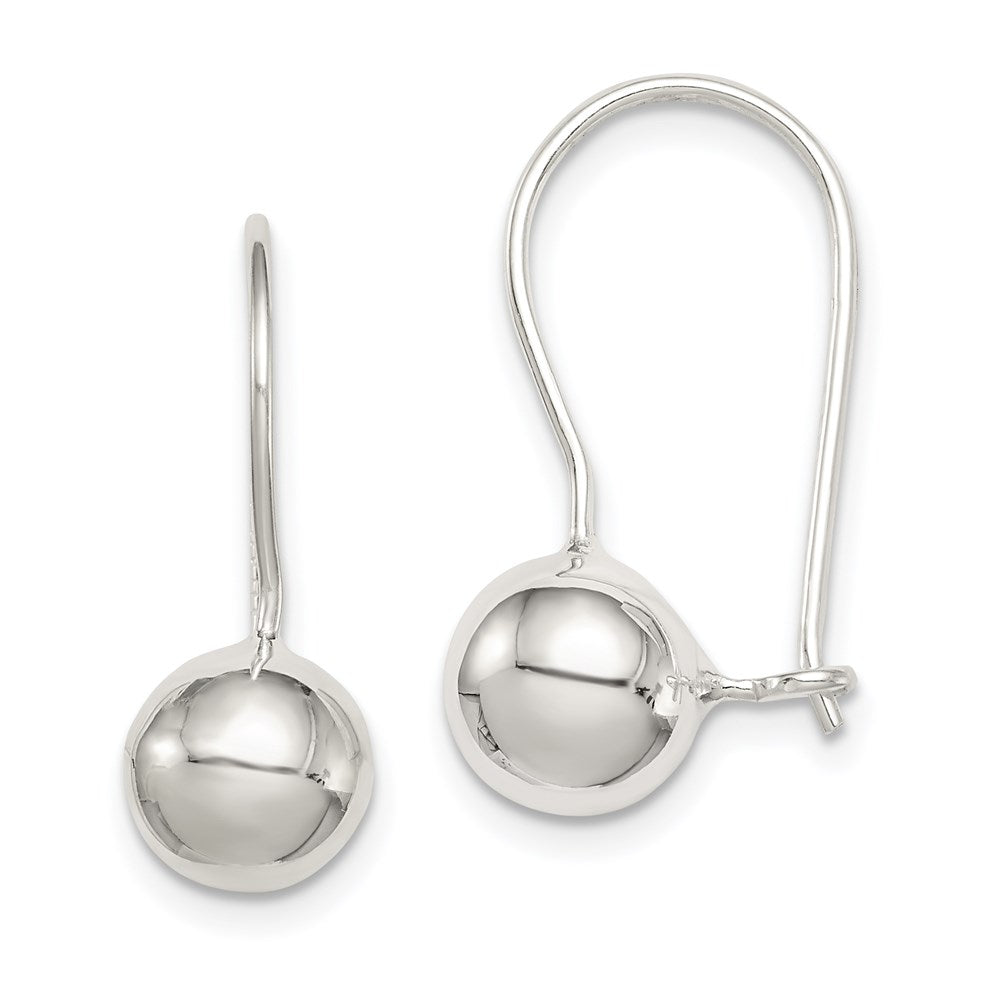 Sterling Silver 8mm Ball Earrings, 20 x 8 mm