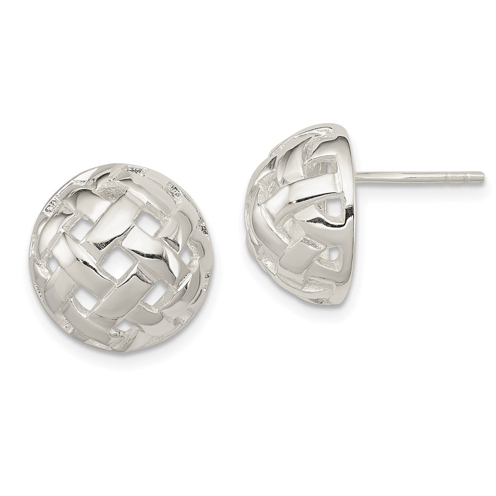 Sterling Silver 14mm Fancy Button Post Earrings, 14 x 14 mm