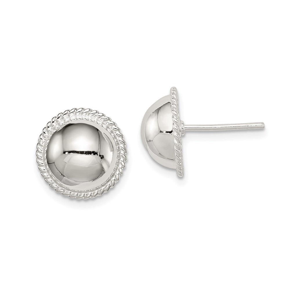 Sterling Silver 12mm Button Earrings, 13 x 13 mm