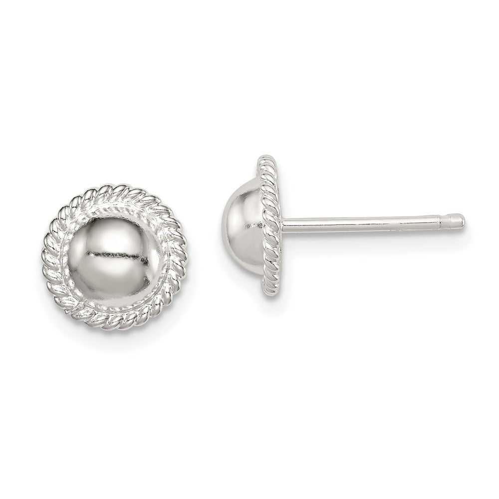 Sterling Silver 8mm Button Earrings, 10 x 10 mm