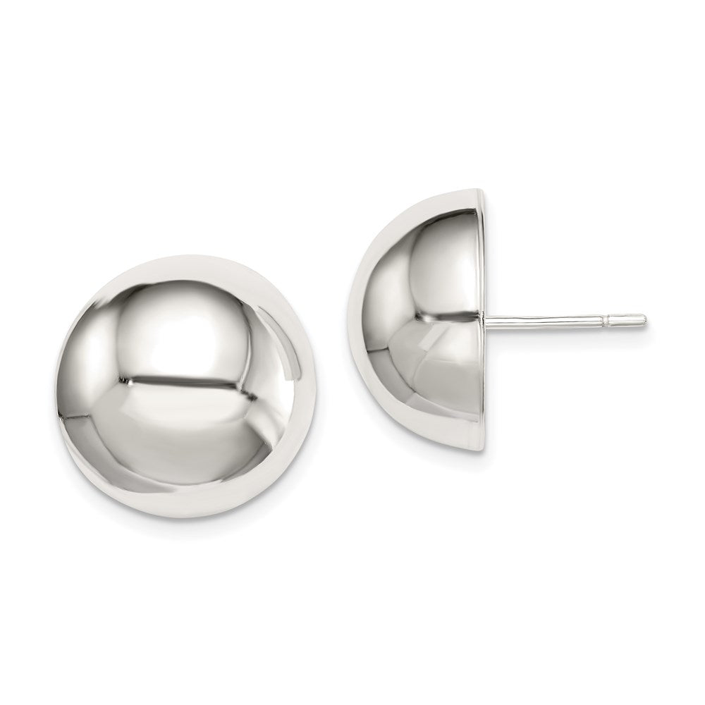 Sterling Silver Polished 16mm Button Earrings, 16 x 16 mm